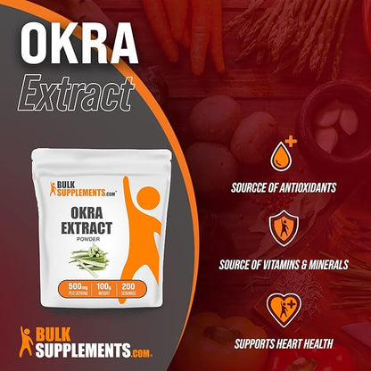 BulkSupplements.com Okra Extract Powder - Digestion Supplement - High Fiber Supplements (100 Grams - 3.5 oz)