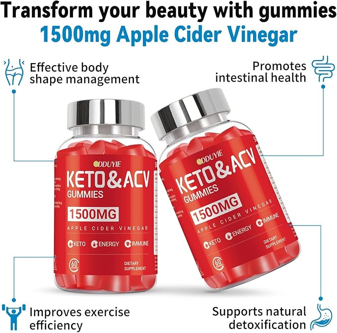 Brilhante Keto ACV Gummies - 1500mg Apple Cider Vinegar Gummies with Pomegranate Beetroot & Vitamin B12 B6 - for Men & Woman - GMO Free & Vegan - 120 Count