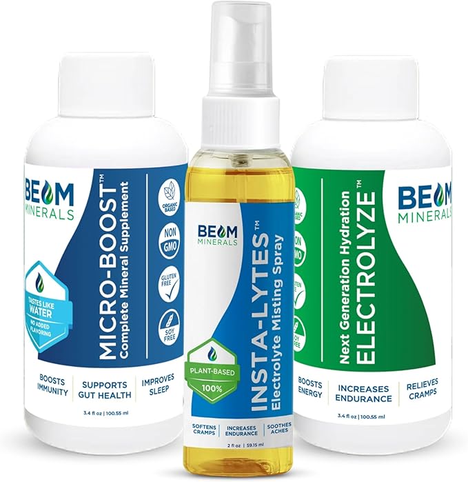 BEAM MINERALS Travel Pack | Electrolyte & Micronutrient Support On-The-Go | Micro-Boost 2 oz, Electrolyze 2 oz & Insta-Lytes 2 oz