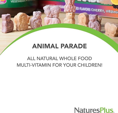 NaturesPlus Animal Parade Source of Life Gold Children's Liquid Multivitamin, 30 OZ - Natural Tropical Berry Flavor - Immune Support Supplement - Organic Whole Foods, Gluten-Free, Vegan - 60 Servings