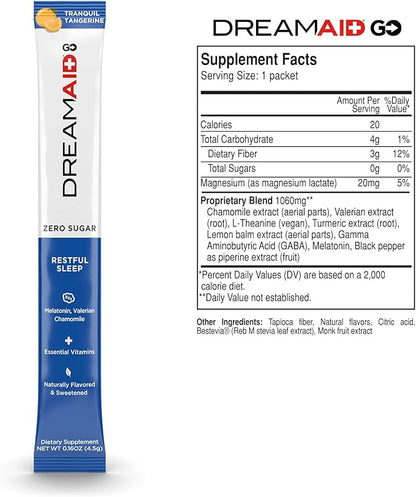 Sleep Aid Drink with Melatonin + Chamomile, DreamAid Helps Adults Fall Asleep Faster, Sleep Longer and Waking up Feeling Rejuvenated - Zero Sugar & Keto Friendly, 30 Count (Pack of 1)