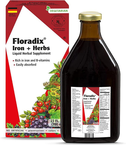 Floradix by Salus Iron & Herbs - Liquid Herbal Supplement for Energy Support - Iron Supplement with Vitamin C & B Complex Vitamins - Liquid Iron Supplement for Men & Women - 23 oz