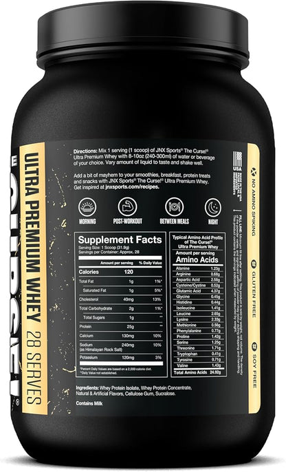 JNX SPORTS The Curse! Ultra Premium Whey Protein Powder Vanilla Bean 2lb | 25g Protein Per Serve, Primary Source Whey Isolate