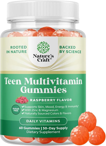 Sugar Free Gummy Vitamins for Teen Girls & Boys - Teen Vitamins for Boys 12-17 Gummies & Girls 12-17 for Enhanced Immunity Energy and Skin - Teen Multivitamin for Girls 12-17 and Boys with Magnesium