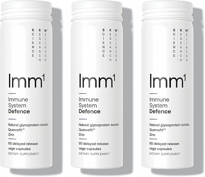 SRW Imm¹ Defence | Supports Immune System Health & Energy Levels, Supplement for Immune Response | Contains Natural Glycoprotein Isolate (Muno-IgY™) and Quercetin | 180 Capsules