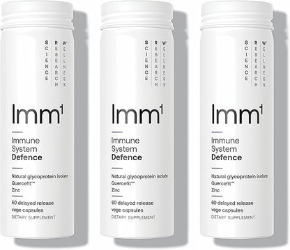 SRW Imm¹ Defence | Supports Immune System Health & Energy Levels, Supplement for Immune Response | Contains Natural Glycoprotein Isolate (Muno-IgY™) and Quercetin | 180 Capsules