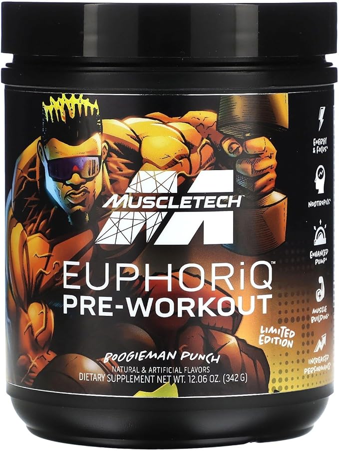 Pre Workout Powder MuscleTech EuphoriQ PreWorkout Smart Pre Workout Powder for Men & Women Caffeine Metabolite Fueled with Paraxanthine Boogieman Punch (20 Servings)