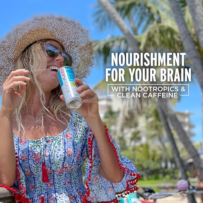 FOCUSAID Energy Blend, Nootropics Drink for Brain Fuel, Alpha-GPC, GABA, B-Complex, Yerba Mate, Green Tea, 100% Clean,100mg Natural Caffeine, 12 Fl Oz (Pack of 24)