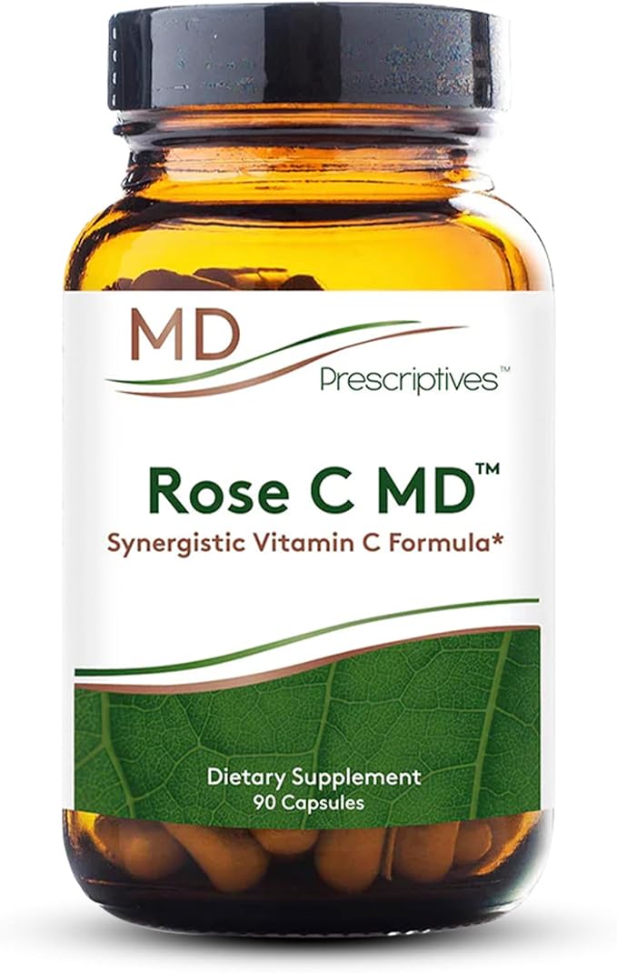 Rose C MD – Synergistic Vitamin C Dietary Supplement with Antioxidants: Rose HIPS, Ascorbic Acid & Zinc – 90 Capsules
