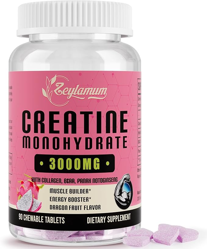 Creatine Monohydrate for Women, Creatine Supplement 3000 MG, with Hydrolyzed Collagen, BCAA, for Muscle Builder & Strength, Energy Boost, Faster recovery, Vegan, Non-GMO, Sugar Free, 30 Servings