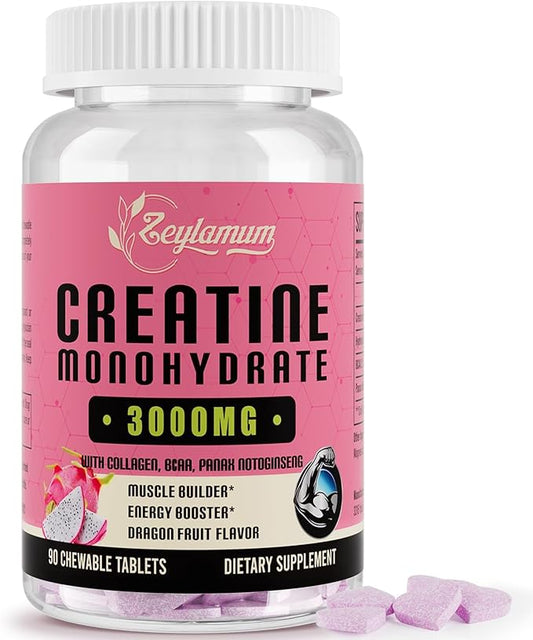 Creatine Monohydrate for Women, Creatine Supplement 3000 MG, with Hydrolyzed Collagen, BCAA, for Muscle Builder & Strength, Energy Boost, Faster recovery, Vegan, Non-GMO, Sugar Free, 30 Servings