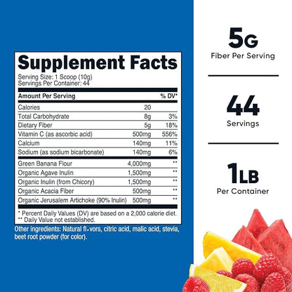 Nutricost Prebiotic Fiber Powder (1 LB, Fruit Punch) - Digestive Health, Natural Fiber Supplement, Soluble Plant Fiber Blend