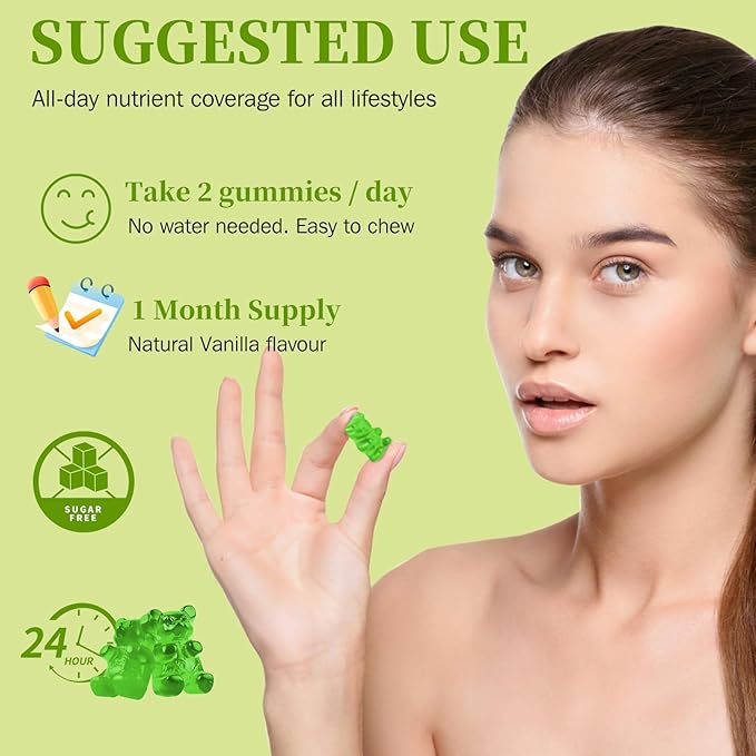 Potassium Magnesium Gummies - High Absorption Magnesium Glycinate 500mg & Potassium Citrate 200mg Plus Omega 3, B6, D3, K2 & Calcium - Chewable Gummy for Leg Cramps, Immunity & Energy - 60 Count