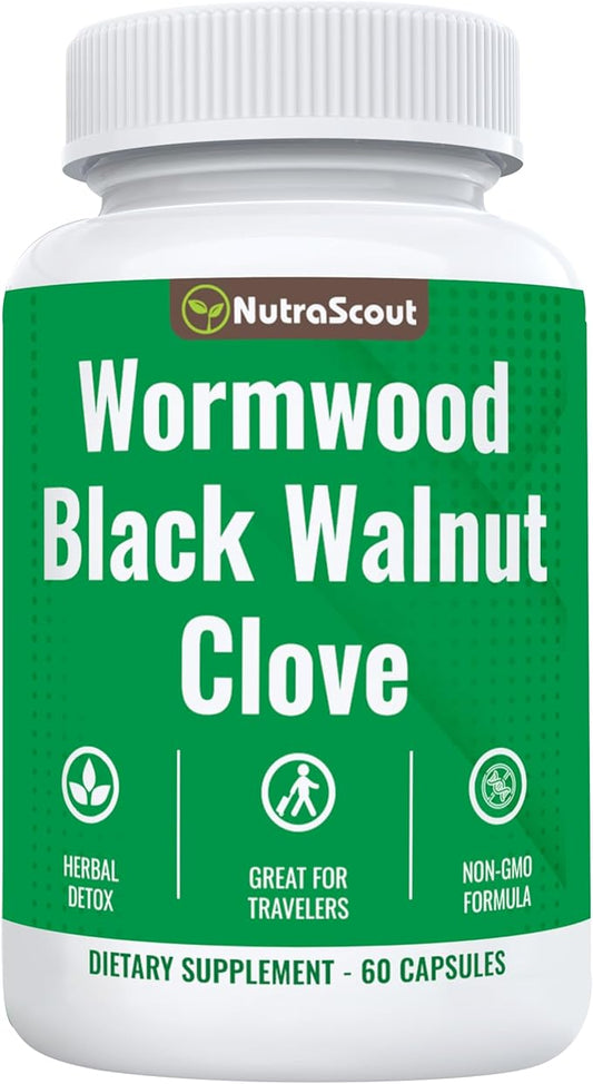 Wormwood, Black Walnut & Clove Complex | Whole Body Detox Cleanse | Lab Tested, USA Made, Non-GMO, Easy to Swallow | 60 Capsules