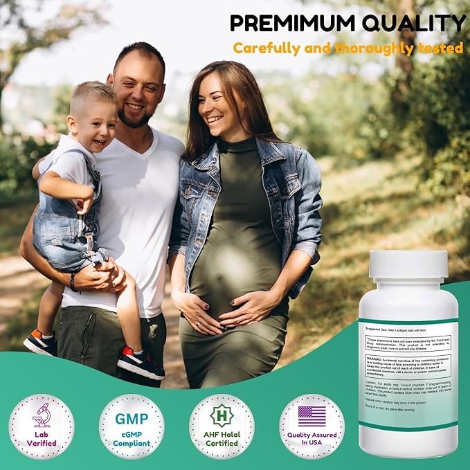 Halal Prenatal Vitamins with DHA and Folic Acid | High Potency 90 Softgels, Keto-Friendly | Vitamin C 120mg, DHA 250mg, Folic Acid 800mg, EPA 90mg, Biotin & Iodine