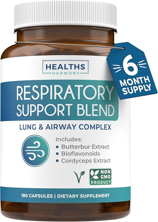 Respiratory Lung Health Supplement - Invigorating Lung Support Supplement Helps Support Clear Airways Mucus Removal and Seasonal or Year Round Lung Detox - Vegan Herbal Clear Lungs Formula (6 Months)