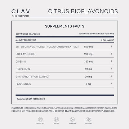 Citrus Bioflavonoids - Vegan Flavonoids Supplements Made from Bitter Orange and Grapefruit Extract - Antioxidant & Immune Support - 60 Capsules - Made in Germany