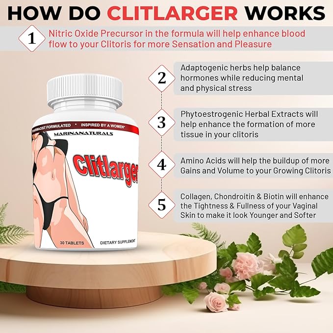 CLITLARGER Women’s Multivitamin, Mineral and Herbs for a Bigger, Lubricated, and More Sensitive Clitoris. Natural Clitoris Enlargement Pills. 30 Tablets