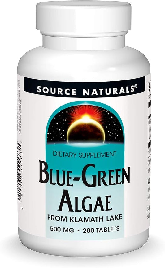 Source Naturals Blue Green Algae from Klamath Lake - Algae Superfood Supplement, 500 mg - 200 Tablets