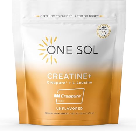 One Sol Creatine for Women Booty Gain, All Natural Women's Creatine Powder with Creapure, Increase Lean Muscle Mass, Reduce Recovery Time, Promotes Brain & Bone Health (Unflavored, 60 Servings)