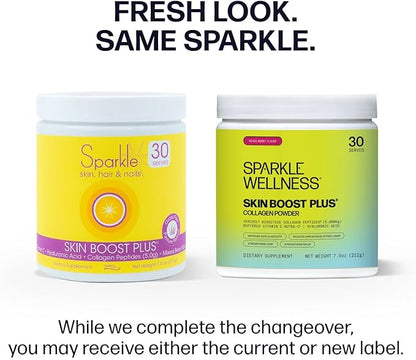 Sparkle Wellness Skin Boost Plus (Mixed Berry) [30-Serves] | Collagen Powder Supplement with VERISOL Bioactive Hydrolyzed Collagen Peptides, Vitamin C & Hyaluronic Acid to Improve Skin Elasticity