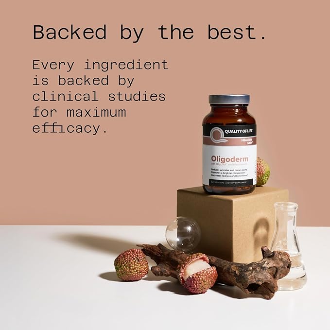 Quality of Life - Oligoderm - Premium Skin Support Supplement Featuring Oligonol and Niacinamide - 60 Capsules