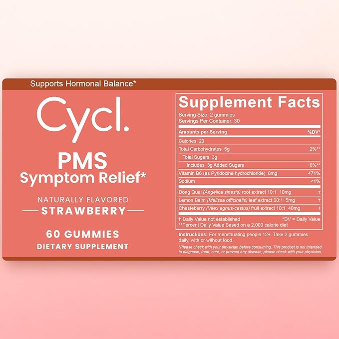 PMS Support Supplement for Women - 60 Gummies for PMS Support - Mood Support Supplement - PMS Gummies for Women - Women Hormone Balance Supplements - Menstrual Pain Relief