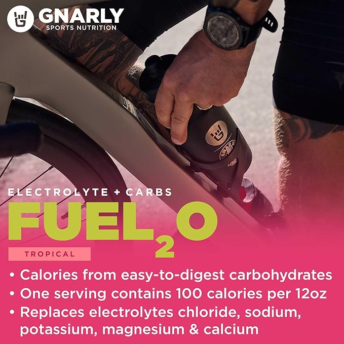 Gnarly Nutrition Fuel2O Electrolyte Powder - Fuel 2O Endurance Nutrition, NSF Content Certified, Electrolyte Solution, Fuel, Replenishment, and Recovery - Tropical, 25.57Oz