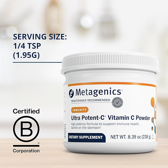 Metagenics Ultra Potent-C Powder - Immune Support Supplements* - Gentle On Stomach - with Bioflavonoids, L-Glutathione & L-Lysine - Non-GMO - Gluten-Free - 8.39 oz