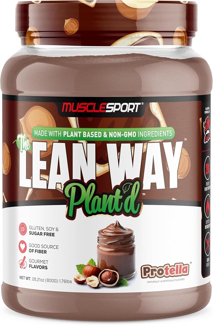 Musclesport Lean Way Plant Protein - Pea Protein and Brown Rice Protein Blend, with Added CLA, MCT and L-Carnitine - 20 Servings (Protella)