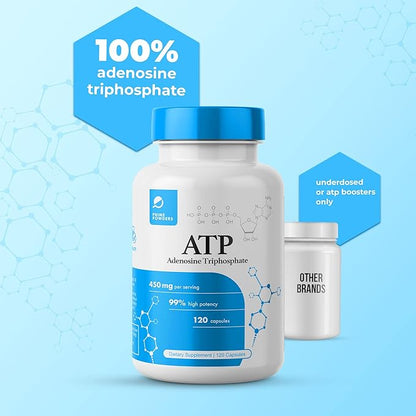 ATP Capsules - 120 Capsules - Adenosine Triphosphate Disodium - 400mg per Serving - Boost Energy Endurance Stamina