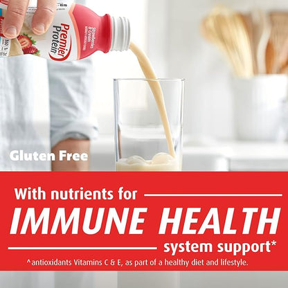 Premier Protein Liquid Protein Shake -24 Vitamins & Minerals/Nutrients to Support Immune Health, Strawberries, 11.5 Fl Oz Bottle (Pack of 12)