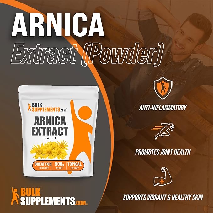 BulkSupplements.com Arnica Extract Powder - Herbal Supplements, from Dried Arnica Flower, Arnica Powder - Arnica Montana Extract, Servings Vary, 500g (1.1 lbs) (Pack of 1)