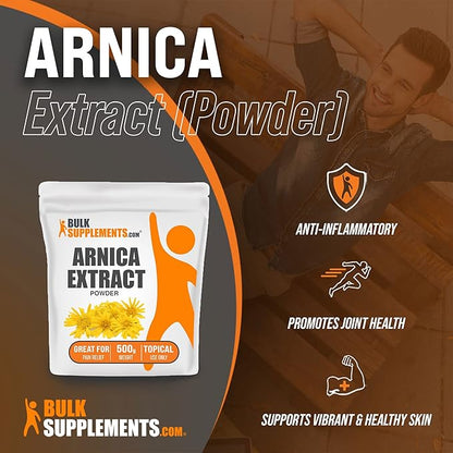 BulkSupplements.com Arnica Extract Powder - Herbal Supplements, from Dried Arnica Flower, Arnica Powder - Arnica Montana Extract, Servings Vary, 500g (1.1 lbs) (Pack of 1)