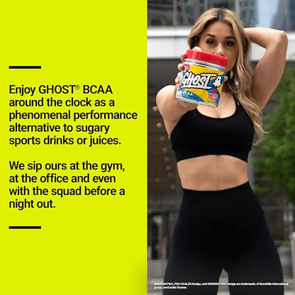 GHOST BCAA Powder Amino Acids Supplement, Lemon Crush - 30 Servings - Sugar-Free Intra, Post & Pre Workout Amino Powder & Recovery Drink, 7G BCAA