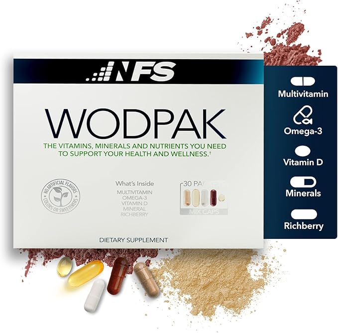 NF Sports WodPak Complete Daily Multivitamin for Men and Women, Soft-Gel Berry-Flavored Multivitamins with Vitamin D, Vitamin D3, Zinc, Omega 3, 30 Servings (Pack of 1)