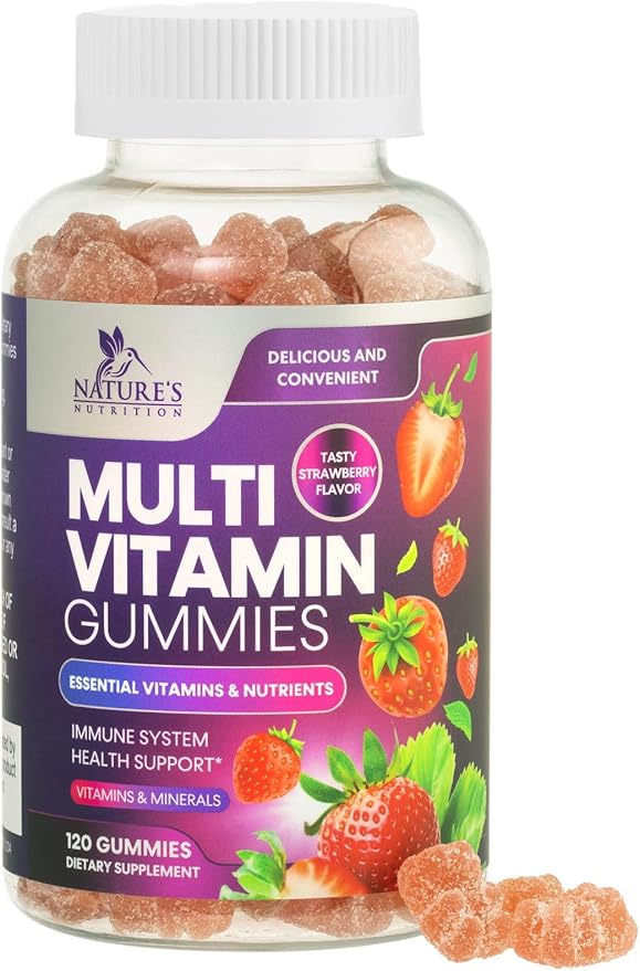 Multivitamin Gummies for Adults with 13 Vitamins and Minerals, Daily Gummy Vitamin for Women & Men, Immune Health Support Supplement with Vitamins A, C, D, E, B-6, B-12, Zinc, Berry - 120 Gummies