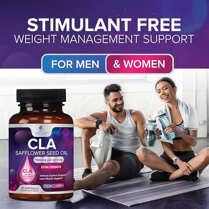 CLA Supplement, Conjugated Linoleic Acid 1560mg - Extra Strength CLA Supplement Pills - Support Body Composition, Lean Muscle Tone, & Energy - Safflower Capsules, Gluten Free, Non-GMO - 60 Softgels