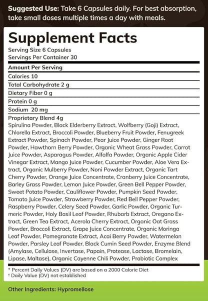 Original Superfood Capsules, Superfood Reds and Greens, All-Natural Whole Food Dietary Supplement, Non-GMO, Gluten Free, Vegan, No Soy, 180 Capsules