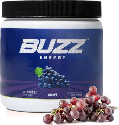 Morning Buzz Energy Powder Grape Drink - Energy Boost Drink Mix - Sugar-Free Energy with Antioxidants - Morning Kickstart and Sports Nutrition Endurance Product
