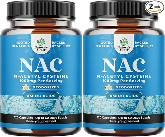 NAC Supplement N-Acetyl Cysteine 1000mg - Vegan High Absorption Non-Smelly NAC 1000mg Capsules Glutathione Precursor for Liver Cleanse Detox & Repair plus Lung Health and Immunity Support (4 Months)