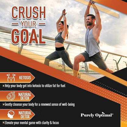 Purely Optimal Keto BHB & Apple Cider Vinegar Capsules - Exogenous Ketones Supplement with The Mother for Ketosis Support, Healthy Lifestyle & Overall Well-Being - 90 Capsules