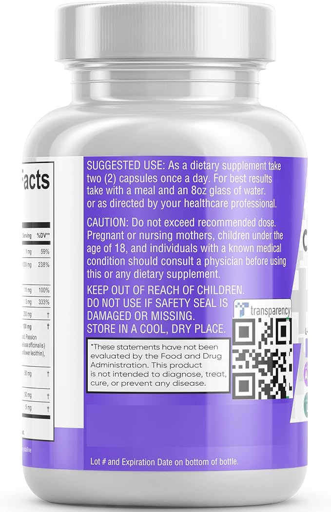 Magnesium Glycinate Complex 1000mg with L-Theanine 200mg Apigenin 50mg Citrate Taurate Supplement - 5-HTP GABA Passion Flower Lemon Balm L-Glycine Phosphatidylserine Ashwagandha - 60 Count