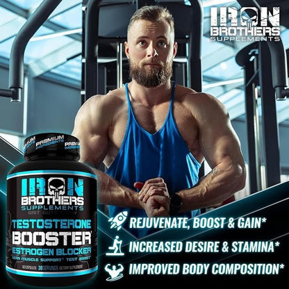 Test Booster for Men with Estrogen Blocker - Anti-Estrogen Dietary Supplement - Natural Aromatase Inhibitor - Increase Libido & Strength 60 Capsules - Muscle Growth - Weight Loss (2 Bottles)