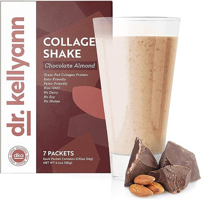 Dr. Kellyann Keto Chocolate Almond Shakes (7 Servings) – Grass-Fed Collagen Protein, Keto & Paleo-Friendly, Gluten-Free