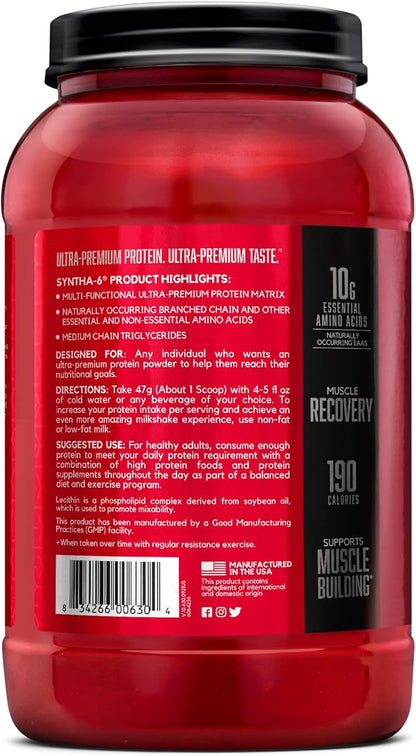 BSN SYNTHA-6 Whey Protein Powder, Micellar Casein, Milk Protein Isolate Powder, Cookies and Cream, 28 Servings (Package May Vary)