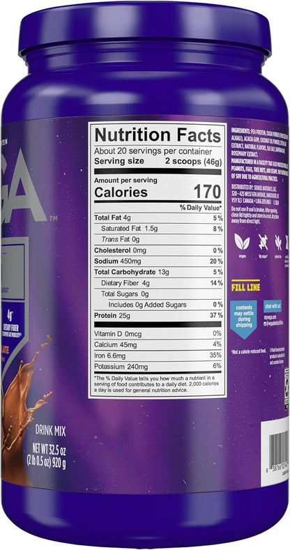 Vega Original Protein Powder, Creamy Chocolate Plant Based Protein Drink Mix for Water, Milk and Smoothies, 32.5 oz (Packaging May Vary)