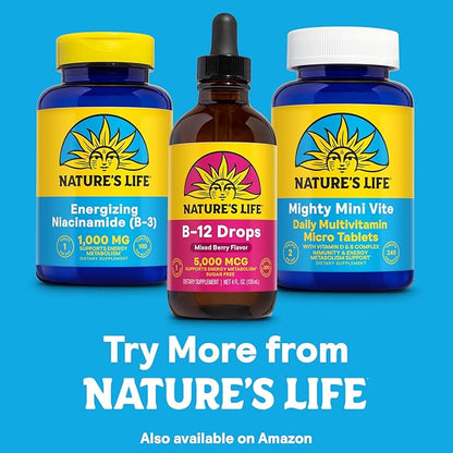 NATURE'S LIFE B12 Drops 5000 mcg - Vitamin B12 Methylcobalamin - Liquid B12 Supplement for Energy Metabolism, Nerve Function and Red Blood Cell Support – Natural Mixed Berry, Sugar Free, 200 Serv, 4oz