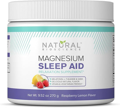 Magnesium Powder Natural Sleep Aid - Magnesium Citrate, Magnesium Glycinate, Melatonin 5 mg, L-Theanine, GABA, Magnesium Sleep Supplement Drink Mix, Sleep Aid for Adults, Mixed Berry Lemon Flavor
