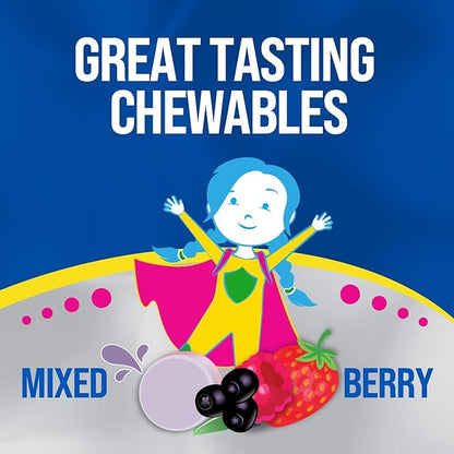 Culturelle Immune Defense Probiotic with Vitamin C, Vitamin D and Zinc + Elderberry, Non-GMO, 4-in-1 Immune Support for Kids Ages 3+*, Mixed Berry Chewables, 30 Count